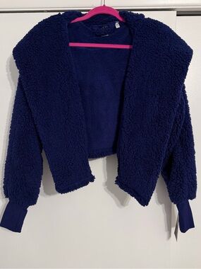 Jill Martin Classic Cropped Sherpa Lounger Jacket Indigo - Size XS/S
